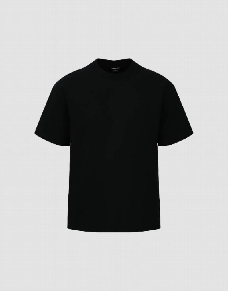 Urban Revivo Drop Shoulder Sleeve Crew Neck Men's T-Shirts Black | FPAUWGK-29