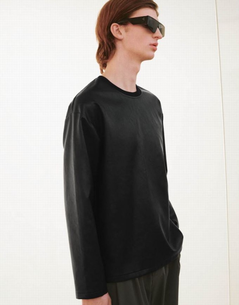 Urban Revivo Drop Shoulder Sleeve Loose Overhead Men's Blouse Black | UVTQLJN-68