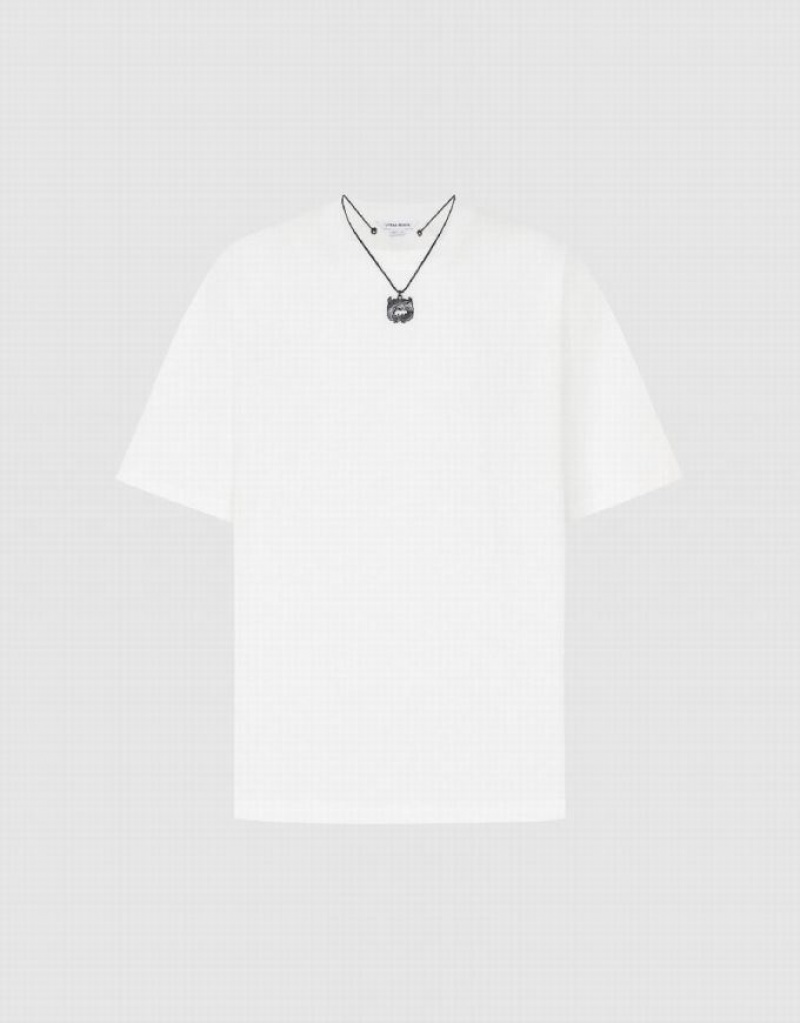 Urban Revivo Drop Shoulder Sleeve Men's T-Shirts White | LVCKXNQ-49