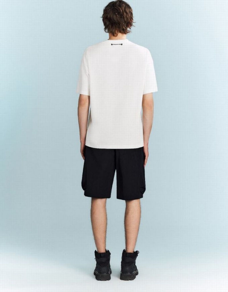 Urban Revivo Drop Shoulder Sleeve Men's T-Shirts White | LVCKXNQ-49