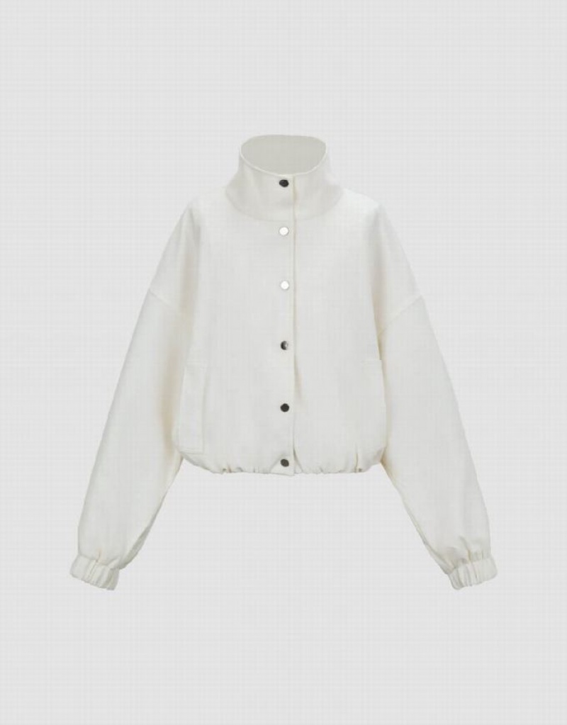 Urban Revivo Drop Shoulder Sleeve Straight Women's Jacket White | IFUTLAY-71