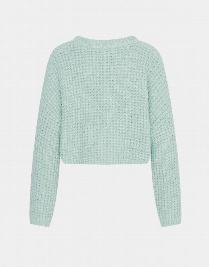 Urban Revivo Drop Shoulder Cropped Women's Sweaters Mint | WGLUAOB-04