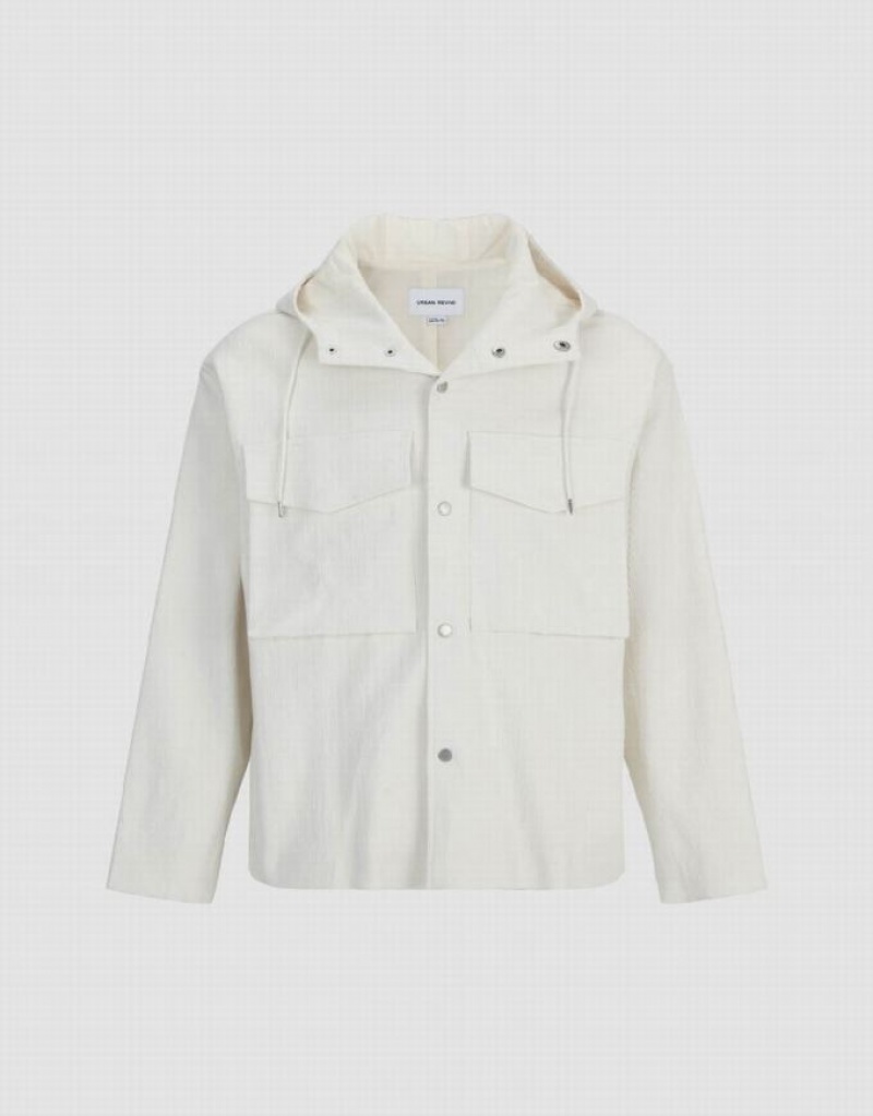 Urban Revivo Drop Shoulder Sleeve Straight Men's Jacket White | AFDWGXN-63