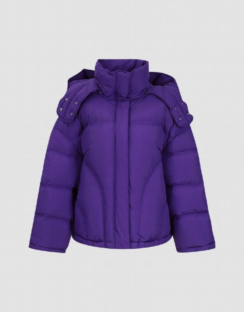 Urban Revivo Drop Shoulder Sleeve Women's Puffer Jacket Purple | DTFZBCP-27