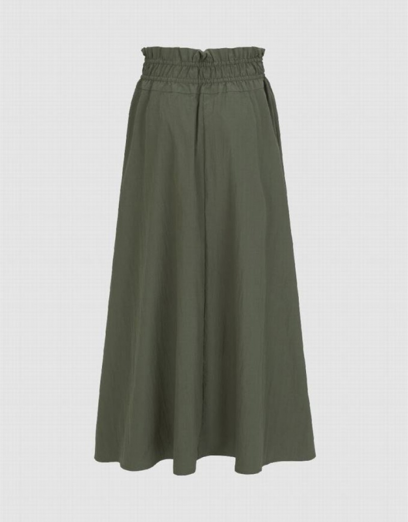 Urban Revivo Elastic Waist A-Line Women's Skirts Green | EBWRMOL-71