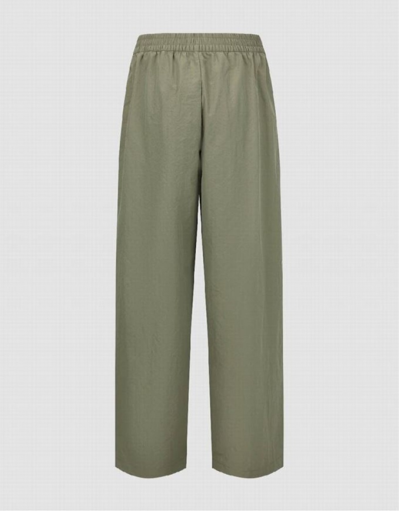 Urban Revivo Elastic Waist Carrot Fit Women's Pants Green | OEWYFZS-98