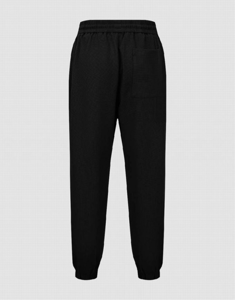 Urban Revivo Elastic Waist Knitted Men's Joggers Black | SZXIHTB-42