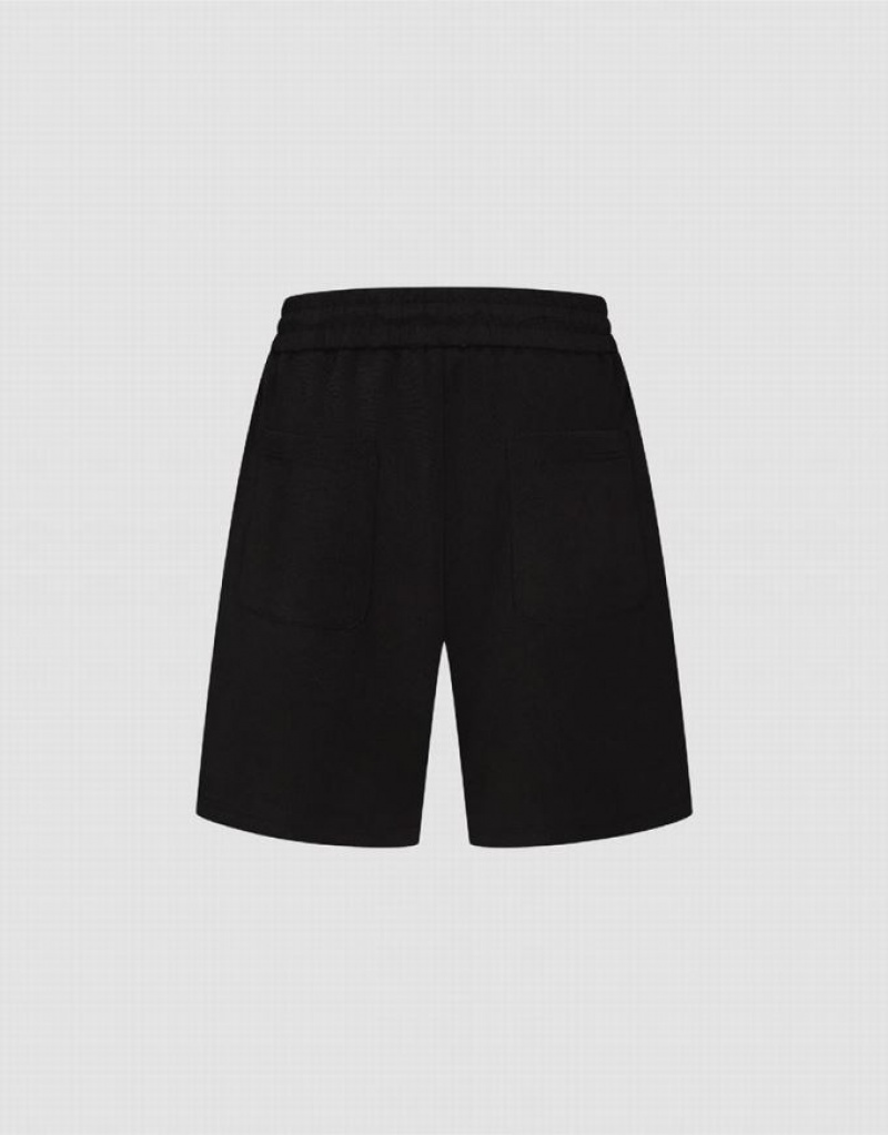 Urban Revivo Elastic Waist Loose Men's Shorts Black | ZWDBAET-97