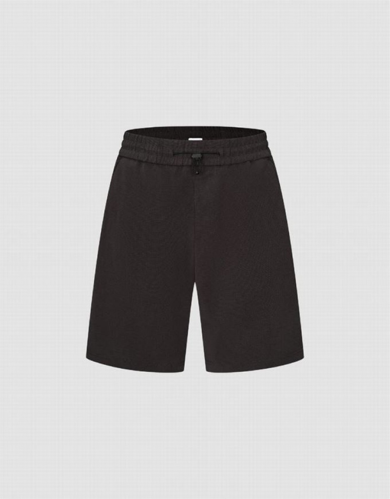 Urban Revivo Elastic Waist Loose Men's Shorts Black | ZWDBAET-97