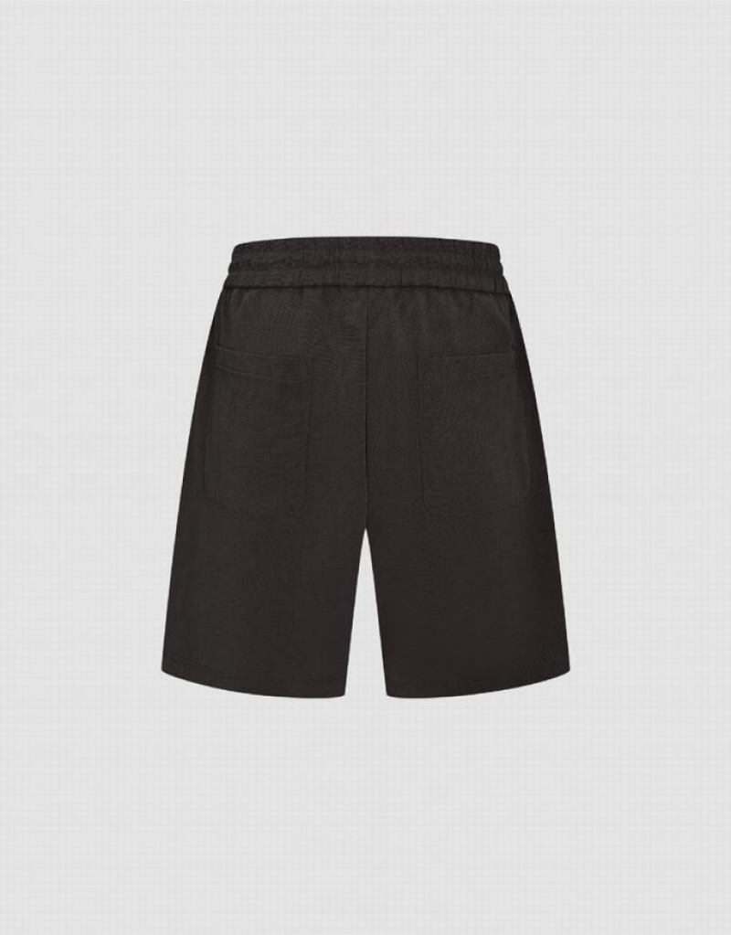 Urban Revivo Elastic Waist Loose Men's Shorts Black | ZWDBAET-97