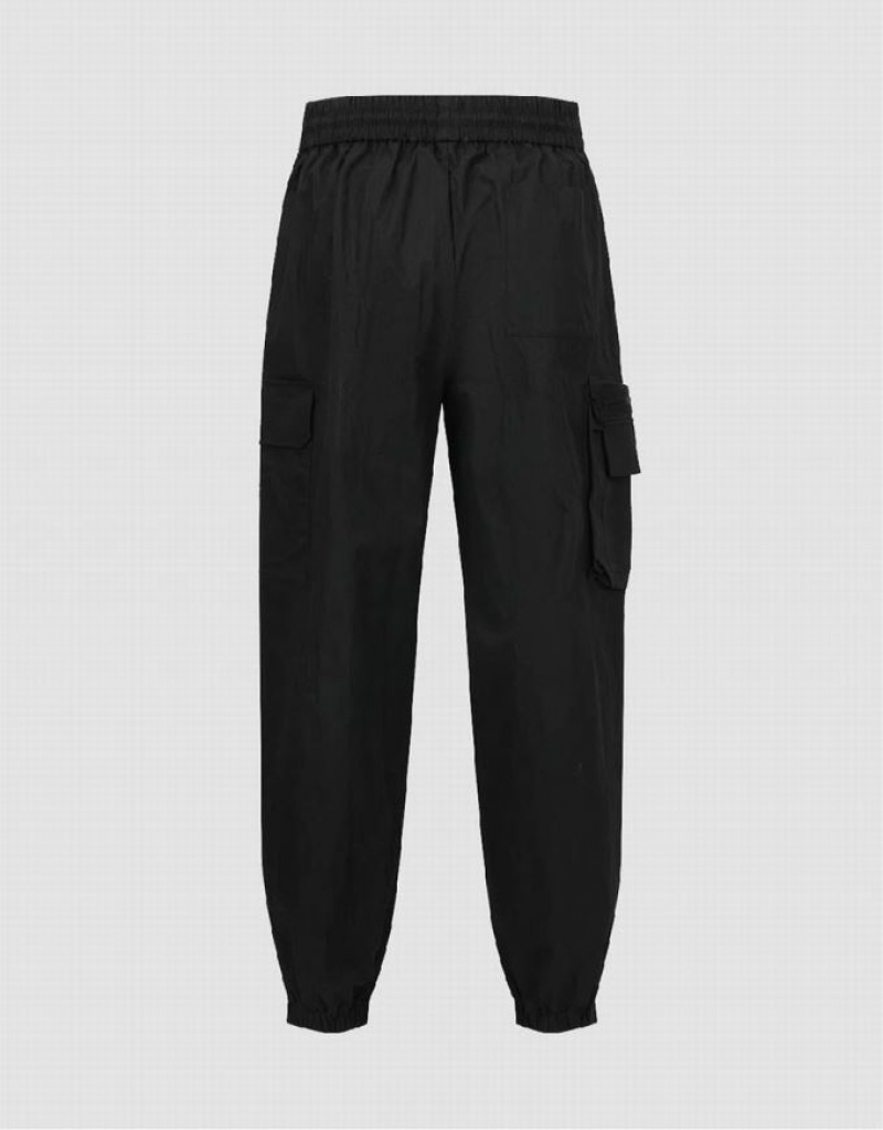 Urban Revivo Elastic Waist Men's Joggers Black | DOFUQTL-91