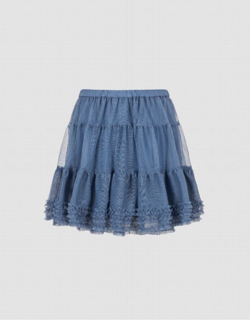 Urban Revivo Elastic Waist Mini A-Line Women's Skirts Blue | BSKNJHW-35