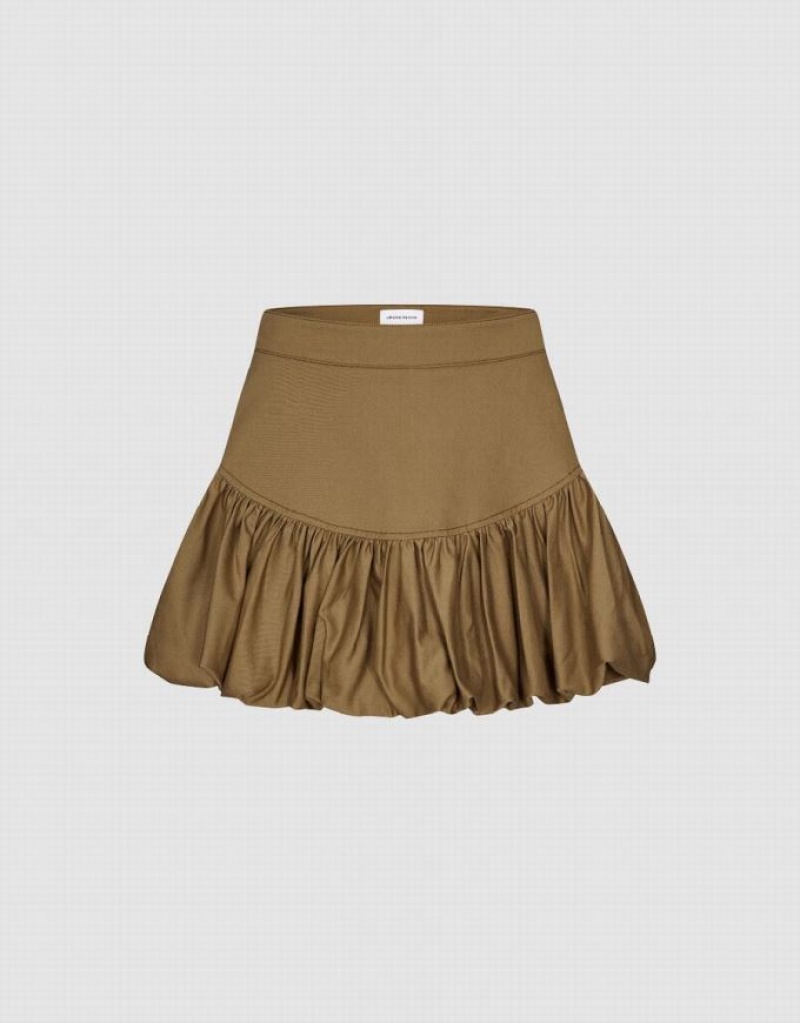 Urban Revivo Elastic Waist Mini A-Line Women\'s Skirts Brown | IQEPRFJ-45