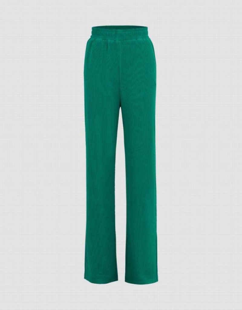 Urban Revivo Elastic Waist Straight Women\'s Pants Green | JTORYKB-37