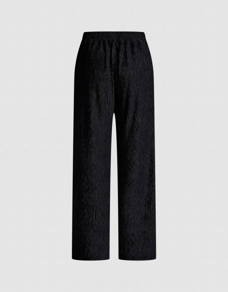 Urban Revivo Elastic Waist Wide-Leg Women's Pants Black | LEVHWDN-41