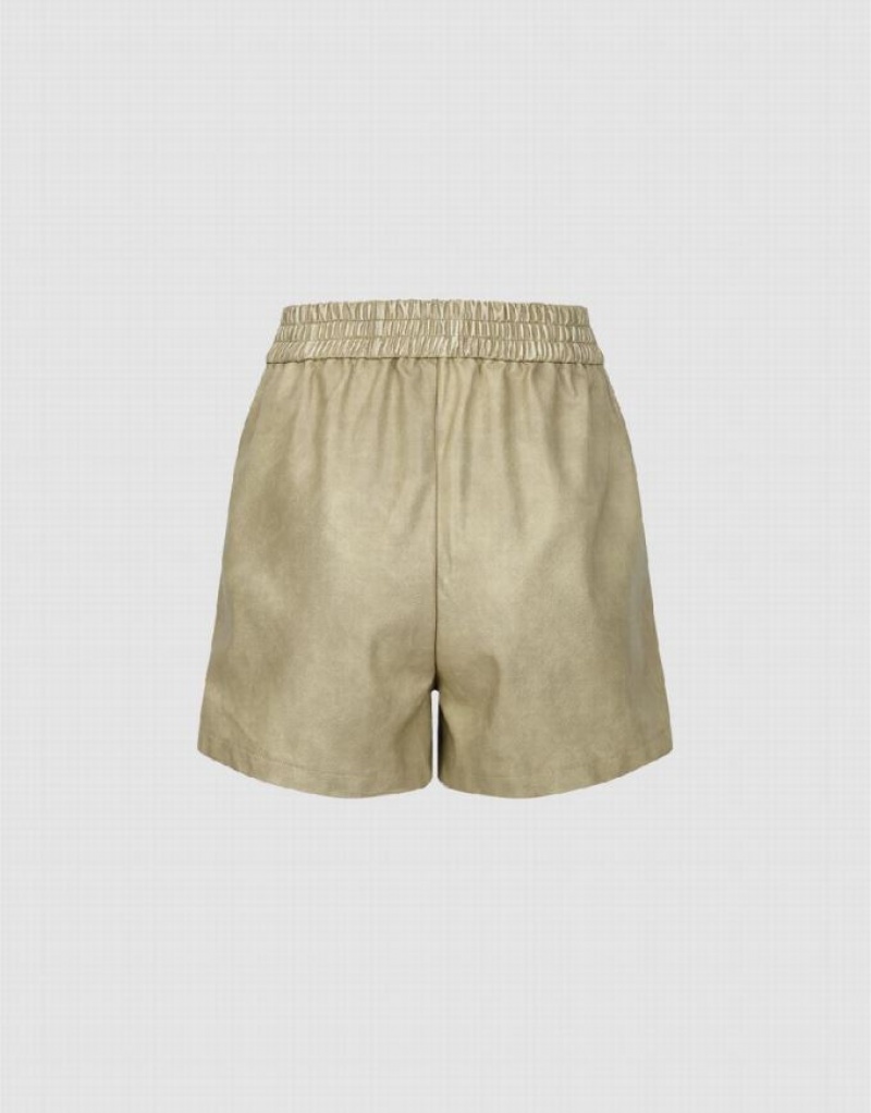 Urban Revivo Elastic Waist Women's Shorts Khaki | GMKBDRL-08