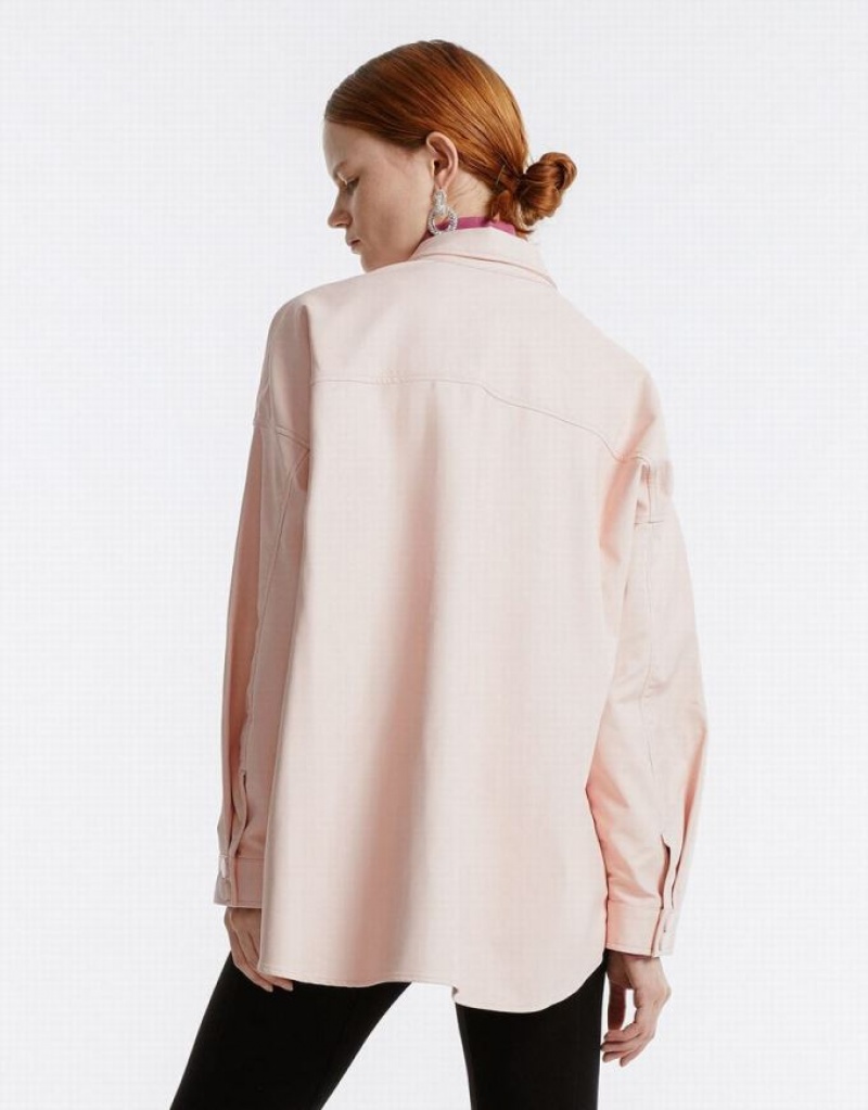 Urban Revivo Faux Women's Leather Jackets Pink | XRAJYLB-31