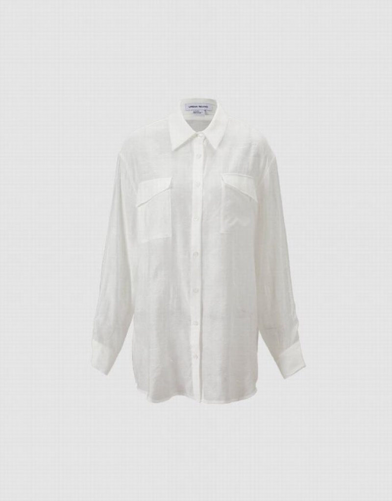 Urban Revivo Flap Pocket Women's Shirts White | GAXSLPI-03