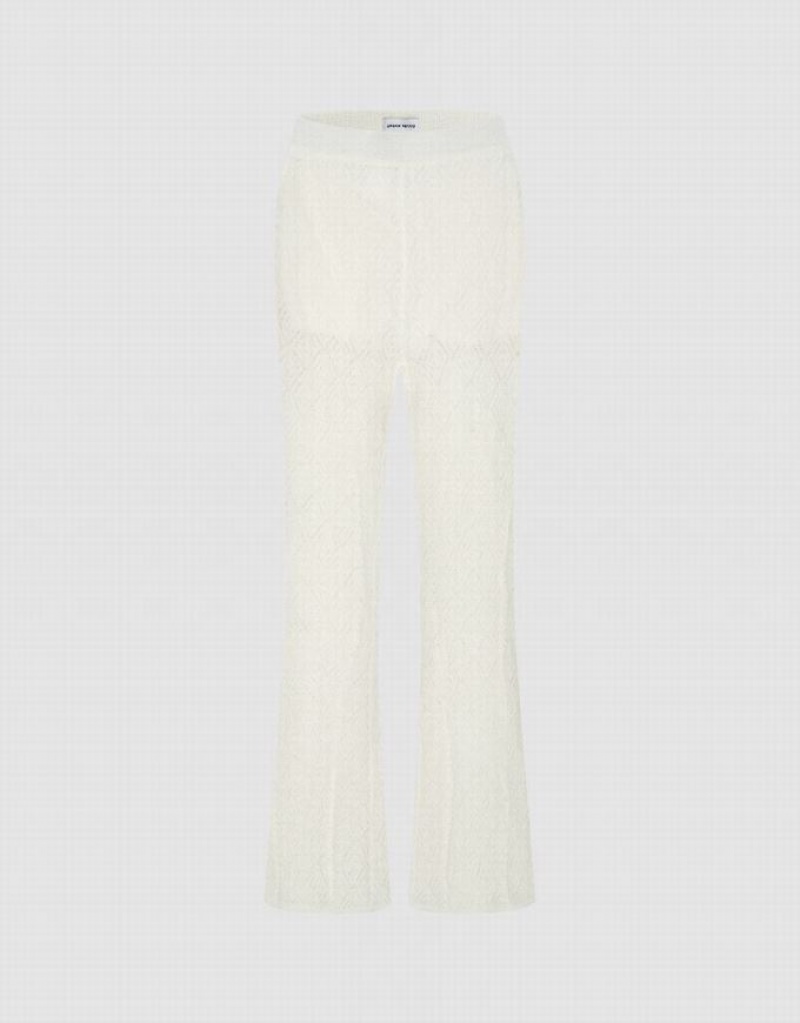 Urban Revivo Flare Knitted Women\'s Pants White | EBLZTFN-56