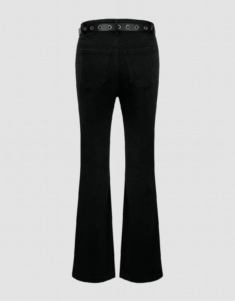 Urban Revivo Flare With Belt Women's Jeans Black | IZEMBYG-45