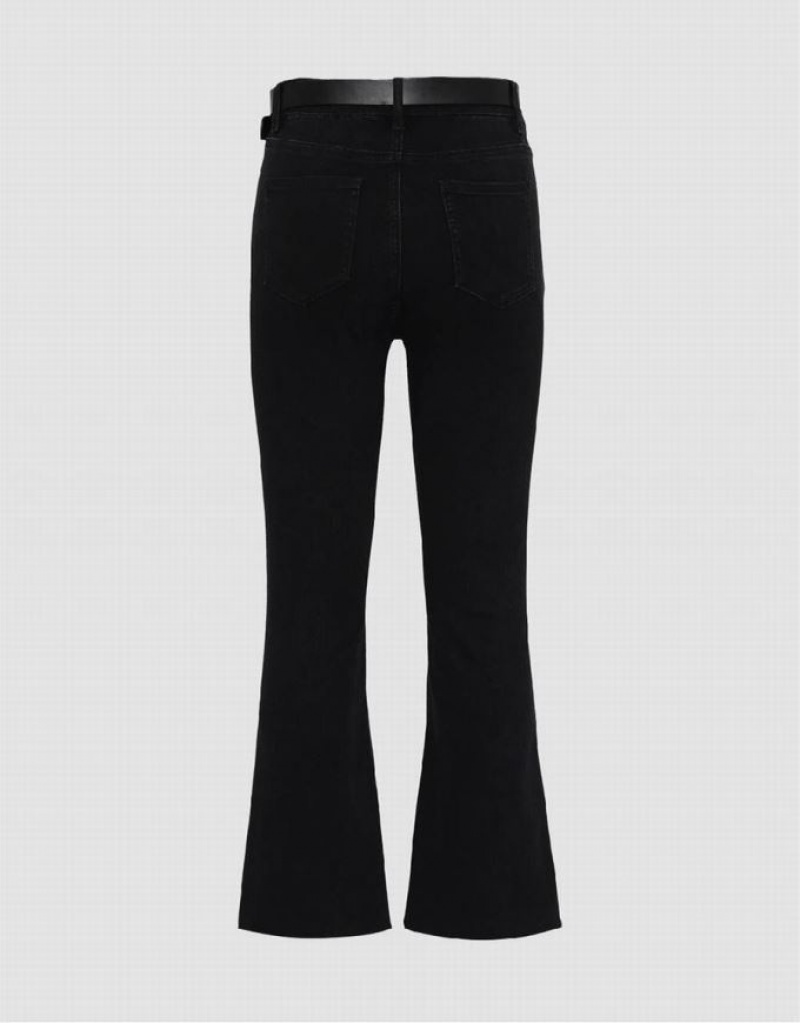 Urban Revivo Flare With Belt Women's Jeans Black | CKLYTEG-87