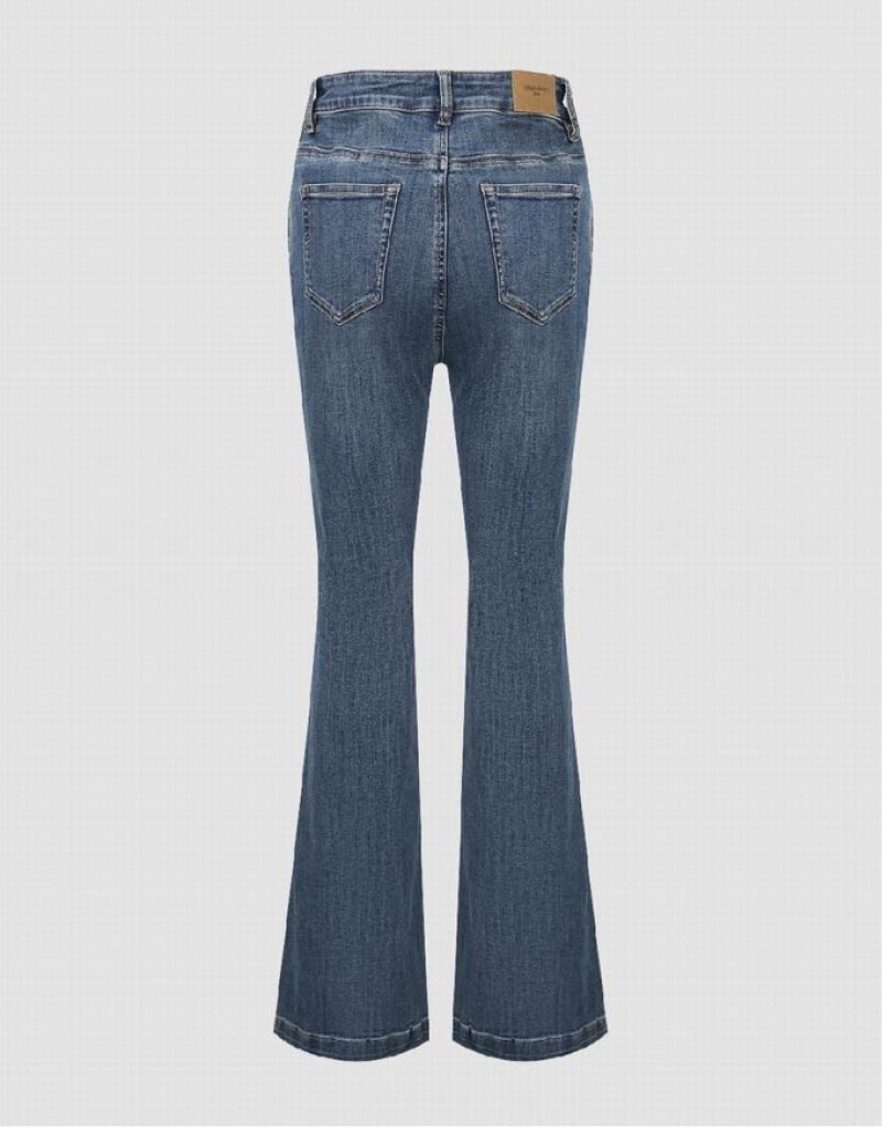 Urban Revivo Flare Women's Jeans Blue | CDHZEFN-84