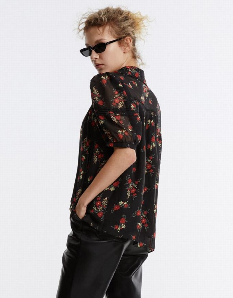 Urban Revivo Floral Button Up Women's Shirts Multicolor | TQNHGUC-27