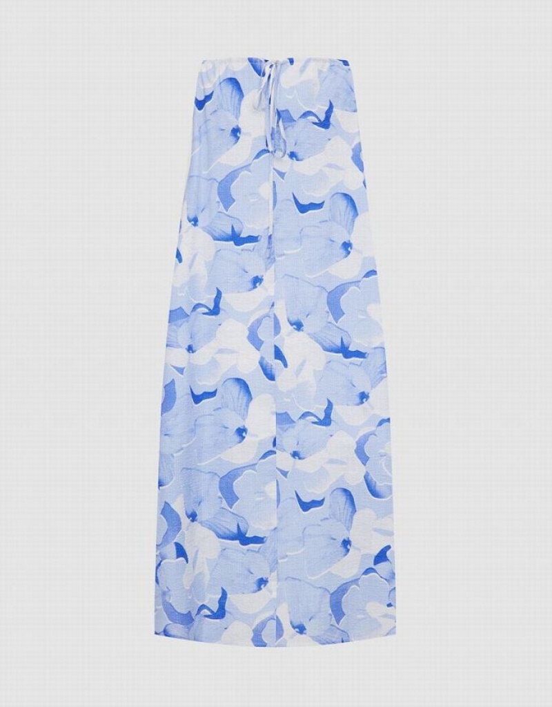 Urban Revivo Floral Print Cami Midi Sundress Women's Midi Dress Blue | UTEDMIJ-90