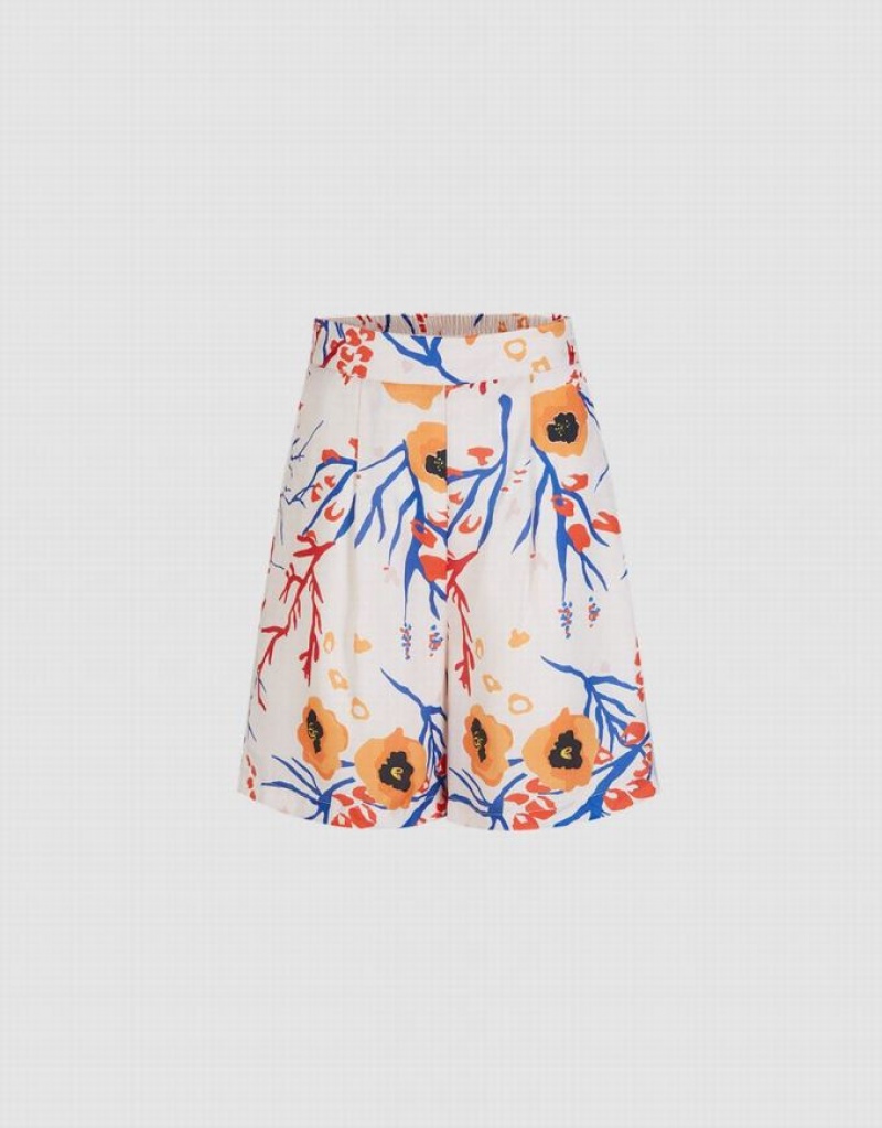 Urban Revivo Floral Print Satin Women\'s Shorts Multicolor | UTOHSZL-24