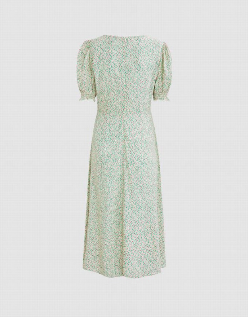 Urban Revivo Floral Women's Casual Dress Green | NSBGRFL-56