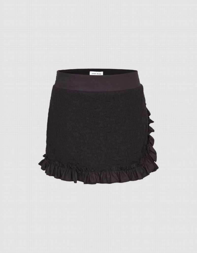 Urban Revivo Frill Trim Mini Women\'s Skirts Black | TXHKDUR-17