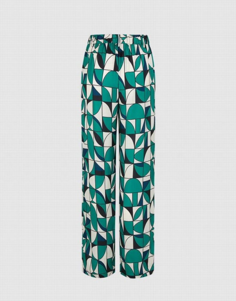 Urban Revivo Geometric Print Wide Leg Women's Pants Multicolor | GZARTSW-52