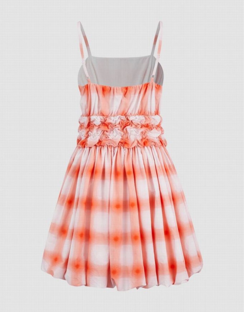 Urban Revivo Gingham A-Line Cami Women's Dress Orange | GRHYEBM-79