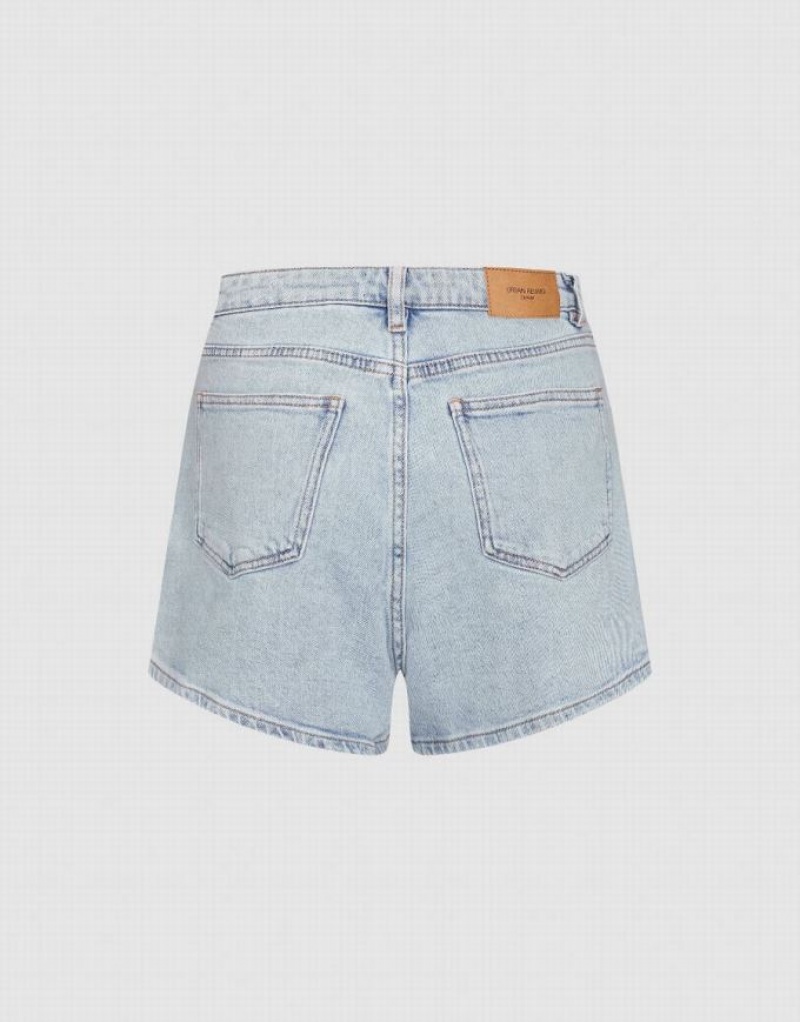 Urban Revivo Glamor Women's Denim Shorts Blue | CEHQXFU-06