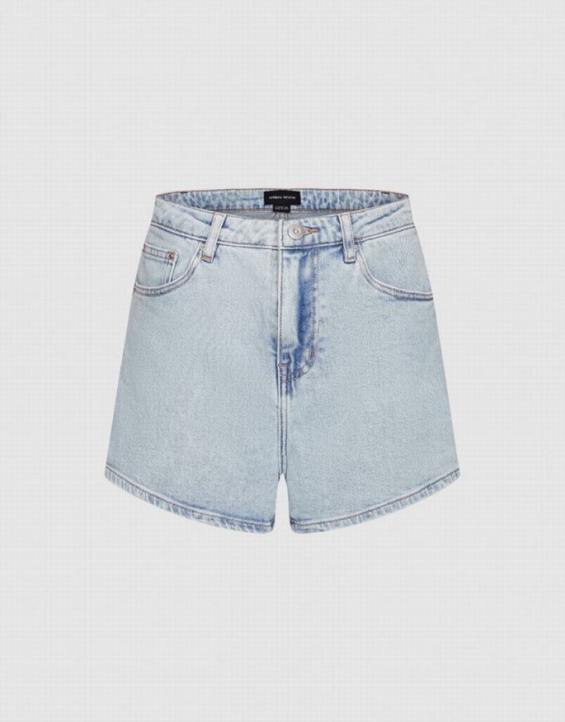 Urban Revivo Glamor Women\'s Denim Shorts Blue | CEHQXFU-06