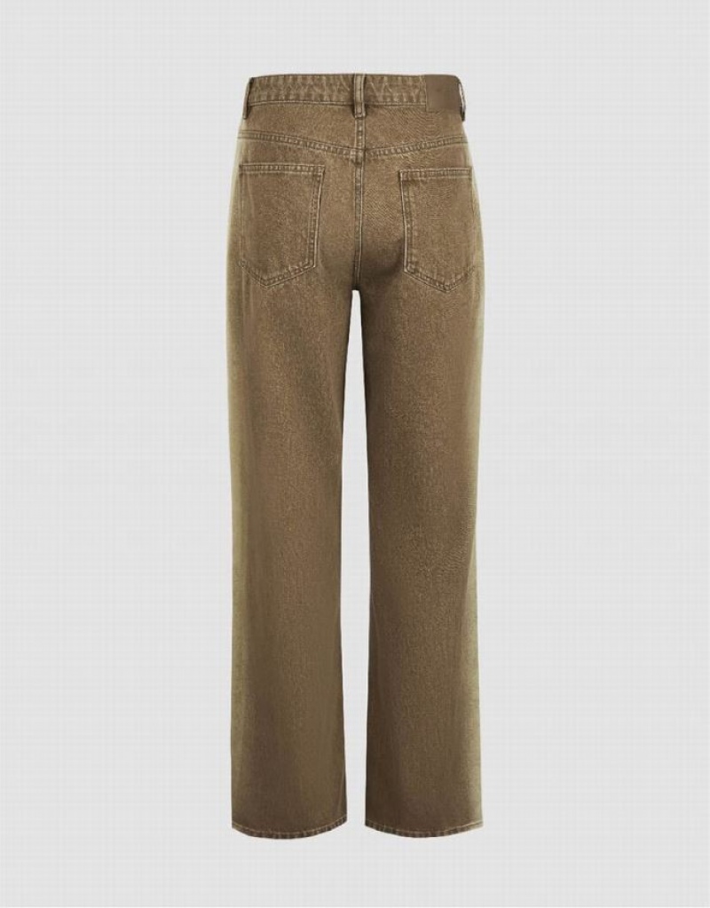 Urban Revivo Gradient Straight Men's Jeans Khaki | PXQUTSW-53