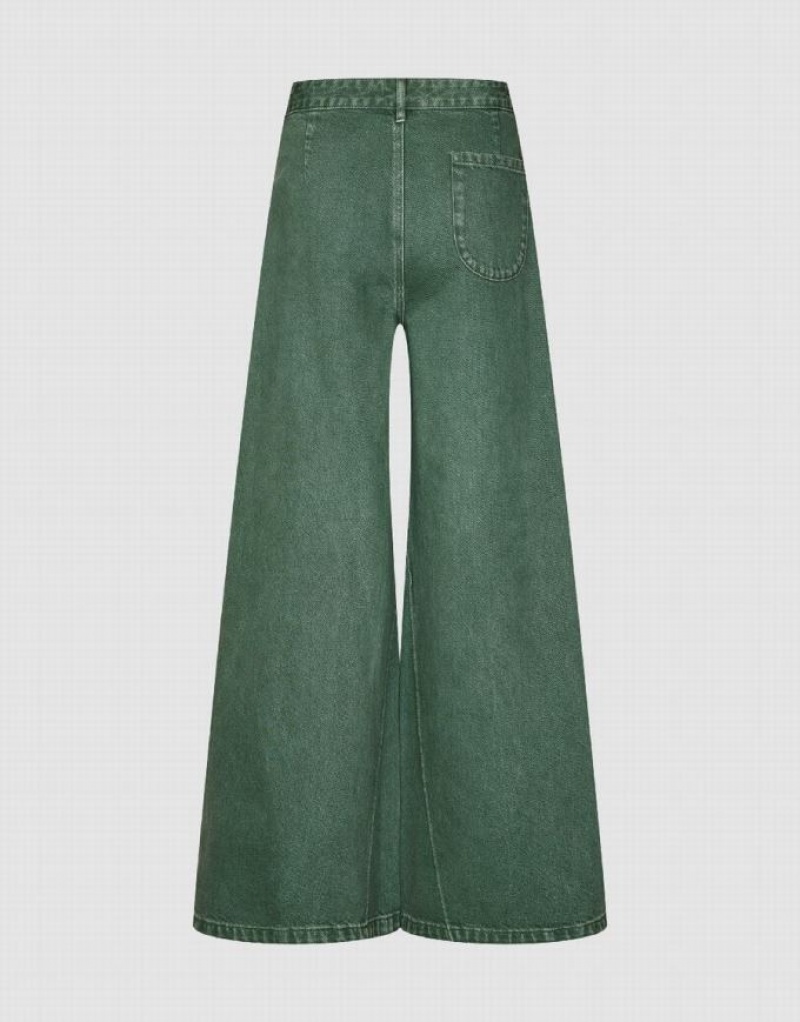 Urban Revivo Gradient Wide-Leg Women's Jeans Green | RHWQZDC-81