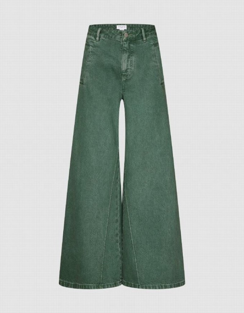 Urban Revivo Gradient Wide-Leg Women's Jeans Green | RHWQZDC-81