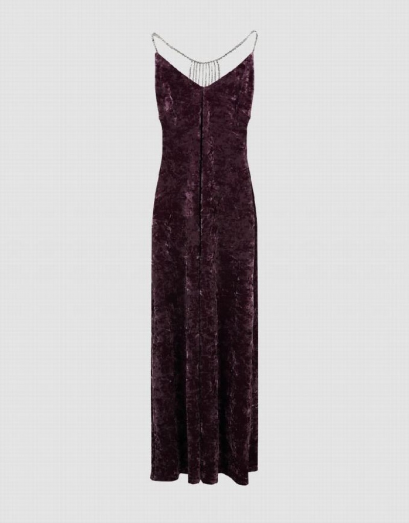 Urban Revivo Halter Neck Sleeveless A-Line Women's Dress Purple | XEYUBPS-80