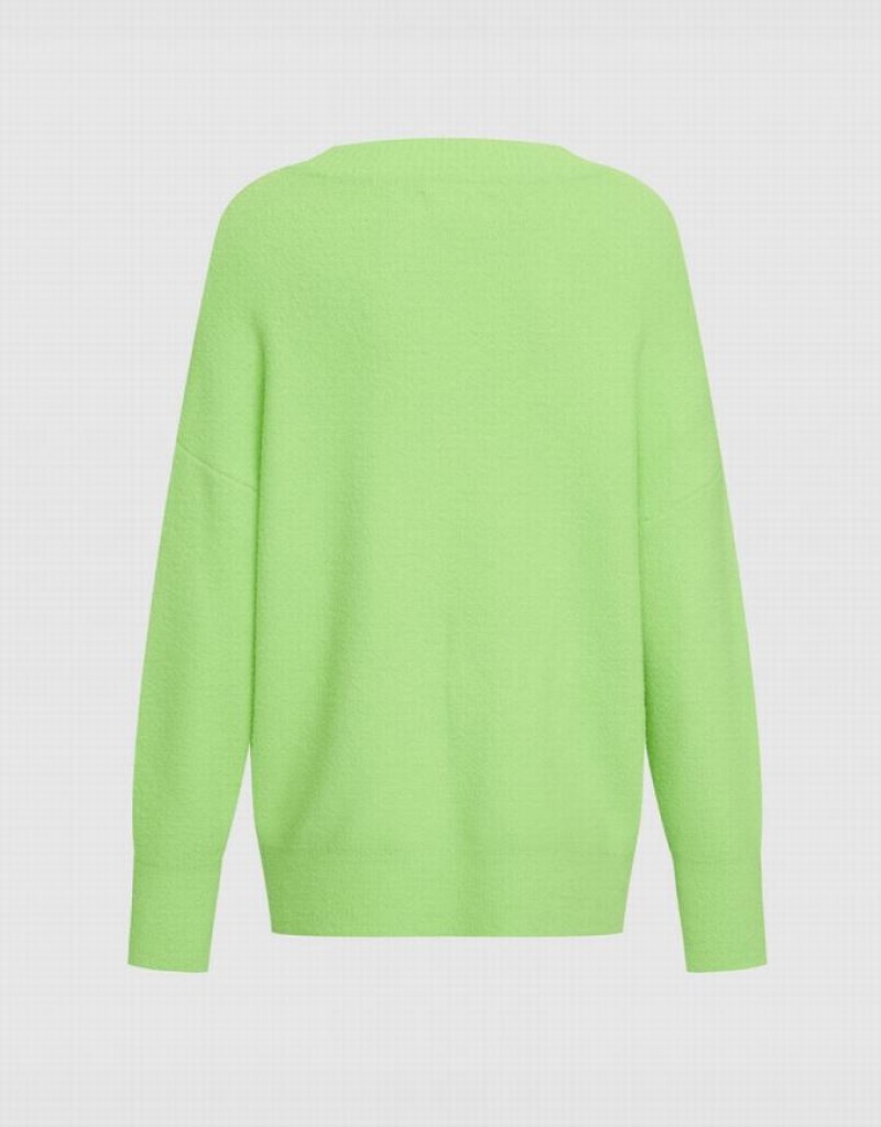 Urban Revivo Heart Detail Oversized Women's Sweaters Green | BCGMWEL-18