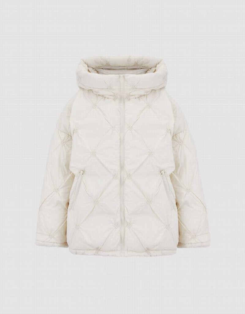 Urban Revivo Heart Detail Quilted Women's Down Jackets White | VNDGQUS-54