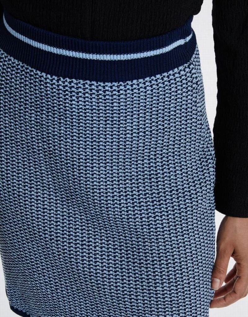 Urban Revivo High Waist Knitted Women's Skirts Blue | HZQWVST-12