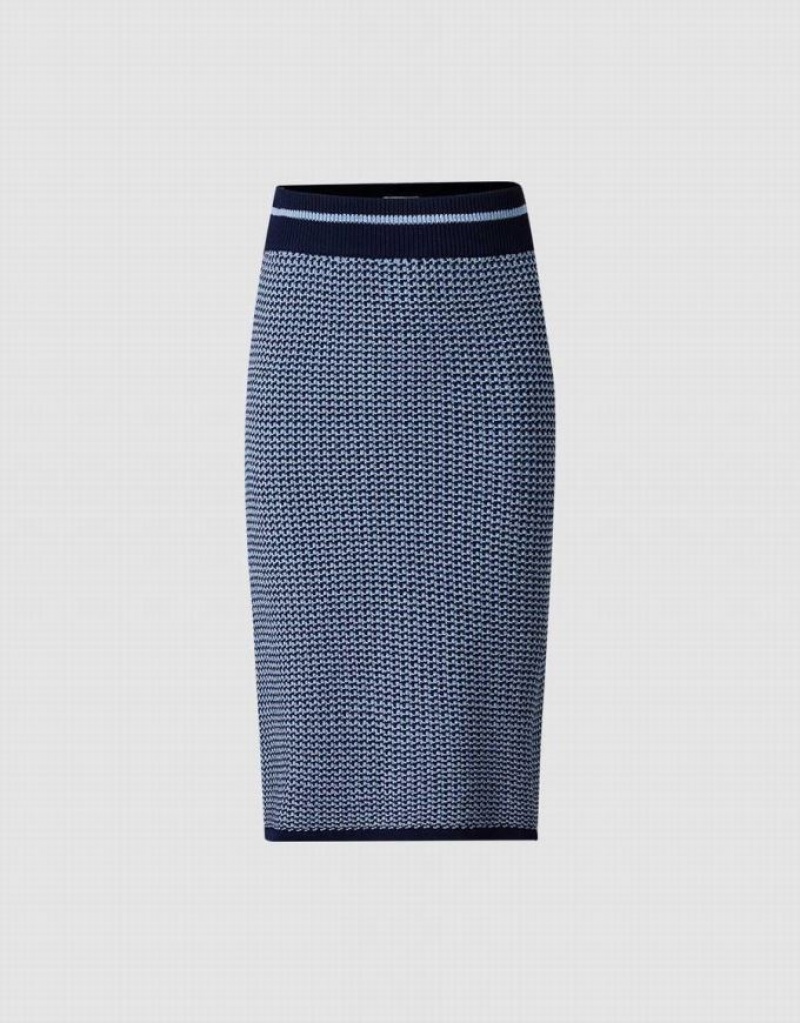 Urban Revivo High Waist Knitted Women\'s Skirts Blue | HZQWVST-12