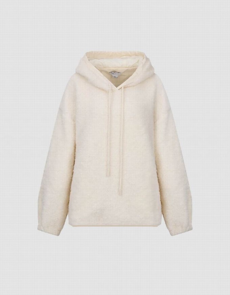 Urban Revivo Hooded Furry Knitted Women's Jacket White | ECGYAZR-97