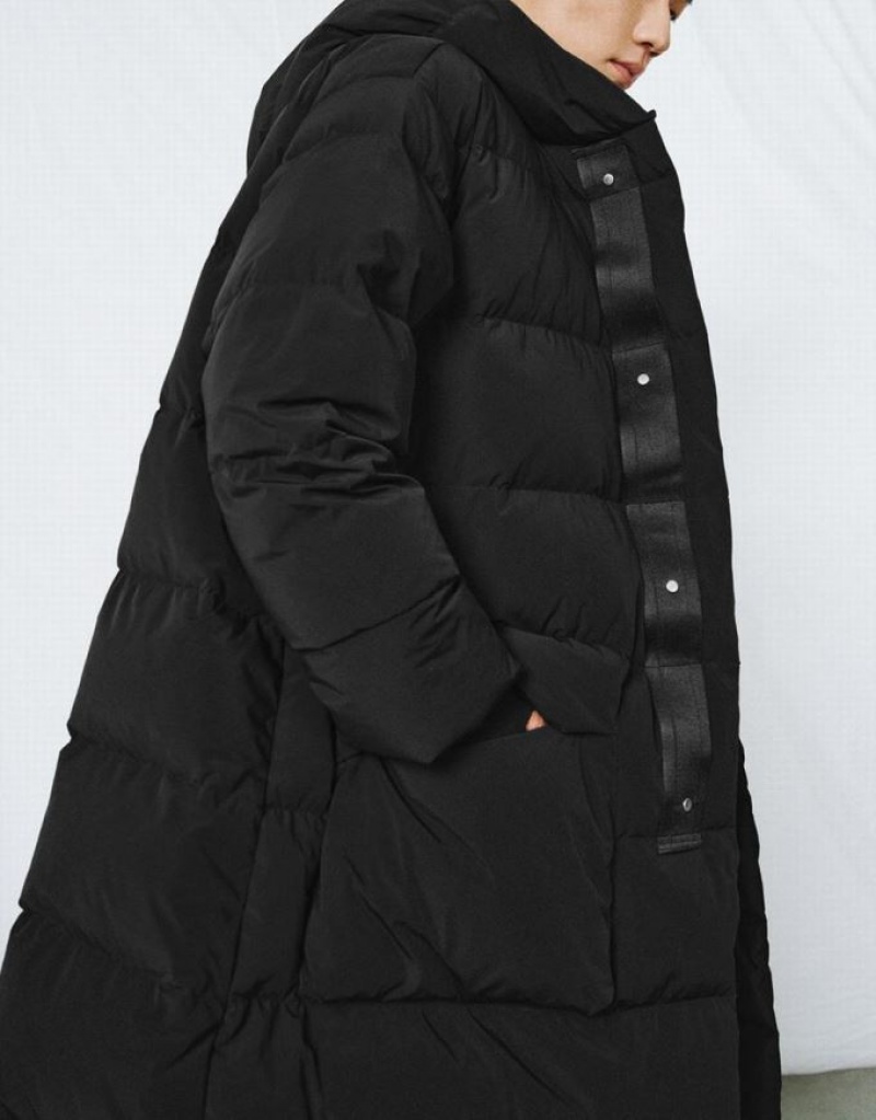 Urban Revivo Hooded Men's Puffer Jacket Black | MXSJBTO-61