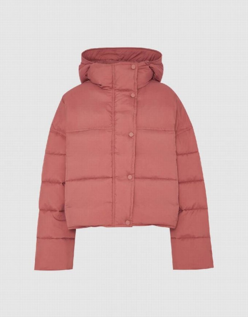 Urban Revivo Hooded Padded Women's Coats Red | YCENTMK-75