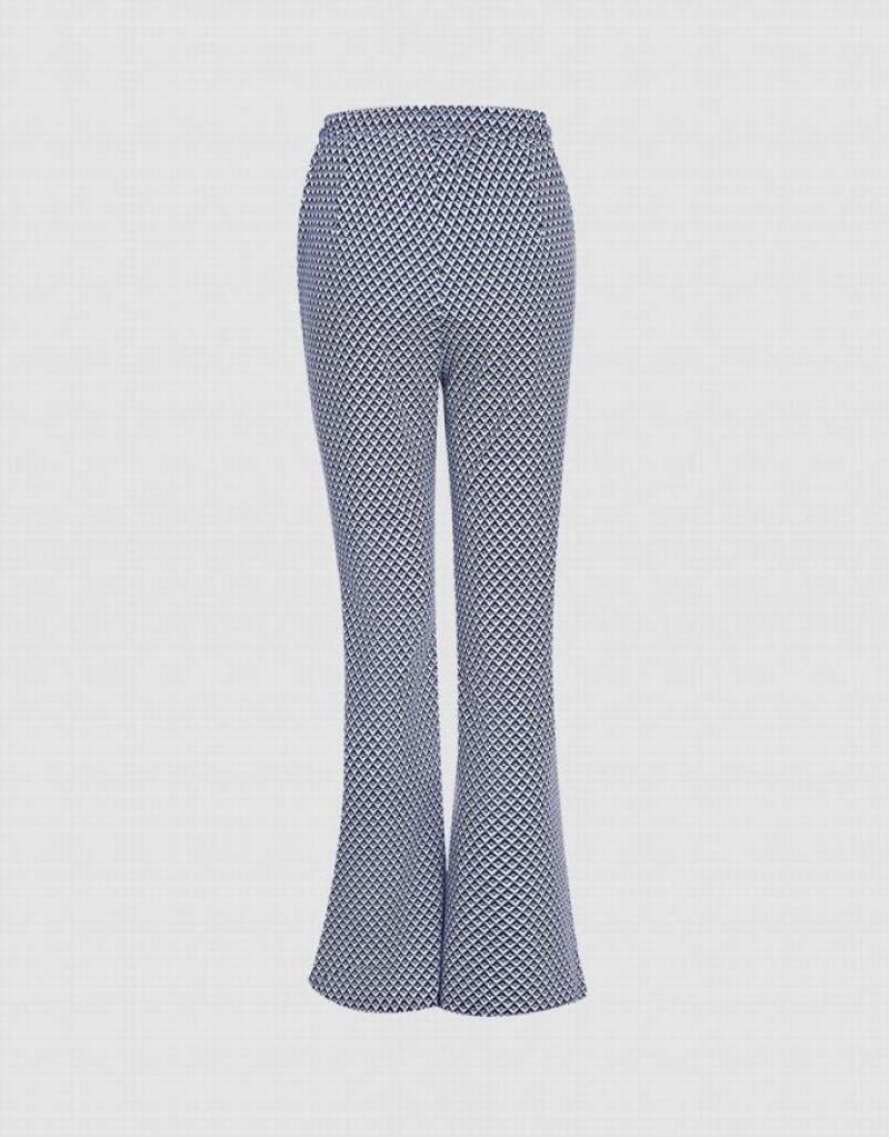 Urban Revivo Houndstooth Flare Women's Pants Grey | WNTDYAU-23