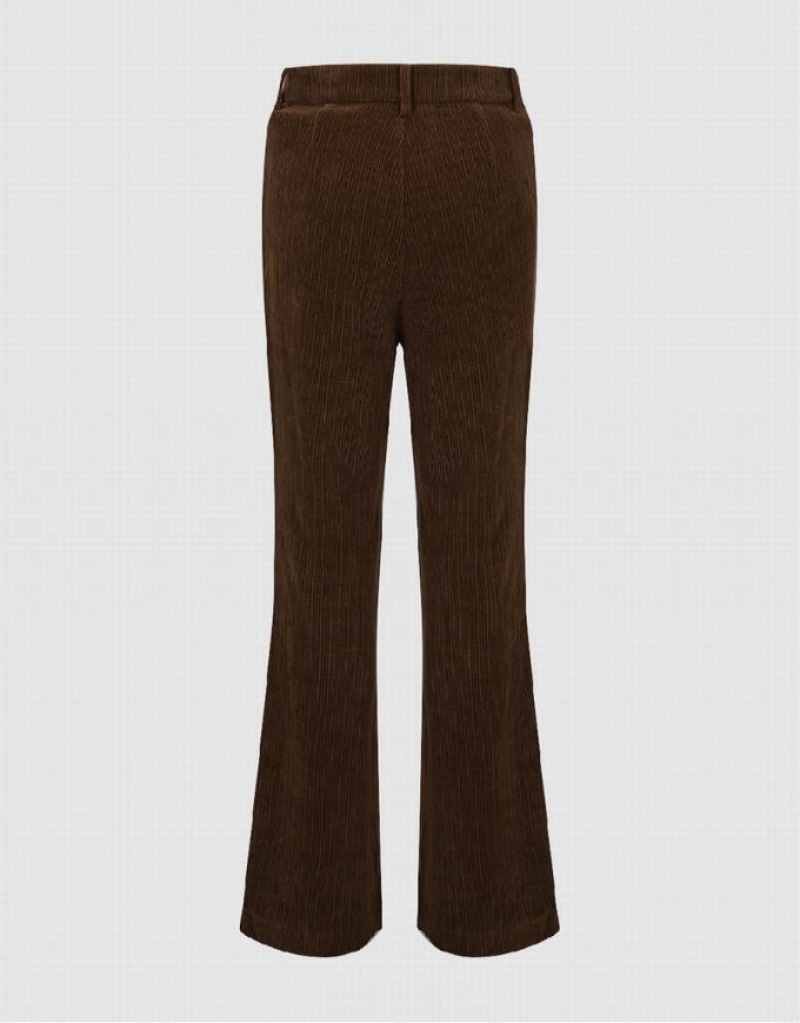 Urban Revivo Knitted Flare Women's Pants Coffee | CLFKPRU-21