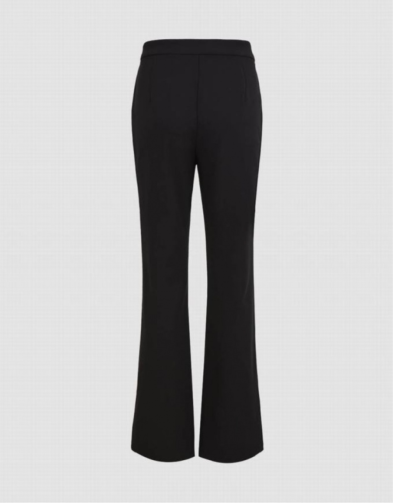 Urban Revivo Knitted Flare Women's Pants Black | LKIRSNM-58