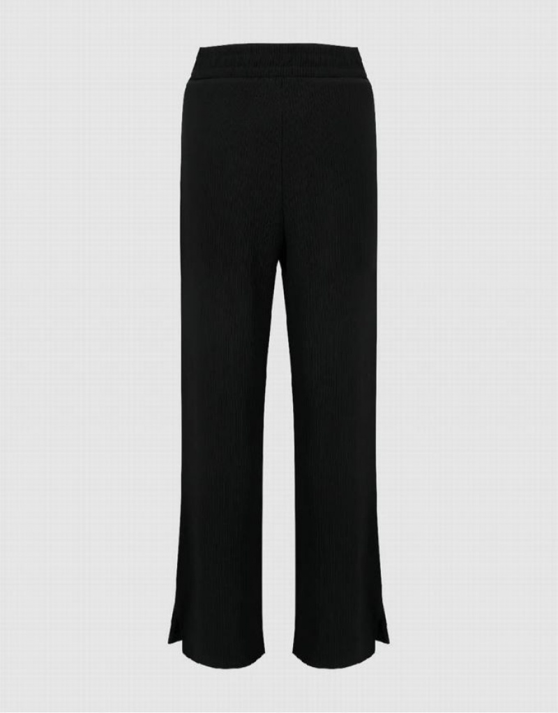 Urban Revivo Knitted Straight Women's Pants Black | WKECBOV-72